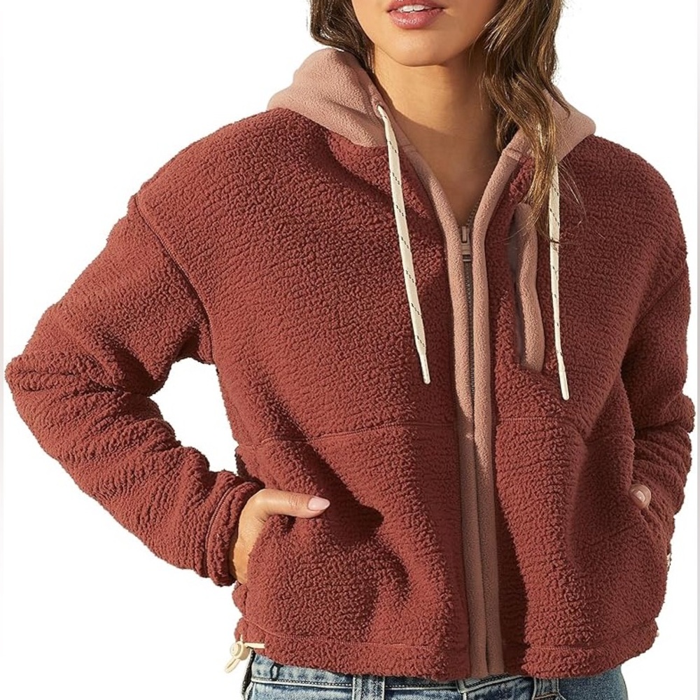 UpWest Women’s Cozy Sherpa Full Zip in Autumnal Blush